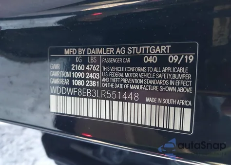 2020 Mercedes-Benz C 300 4Matic z USA, uszkodzony, nr VIN WDDWF8EB3LR551448